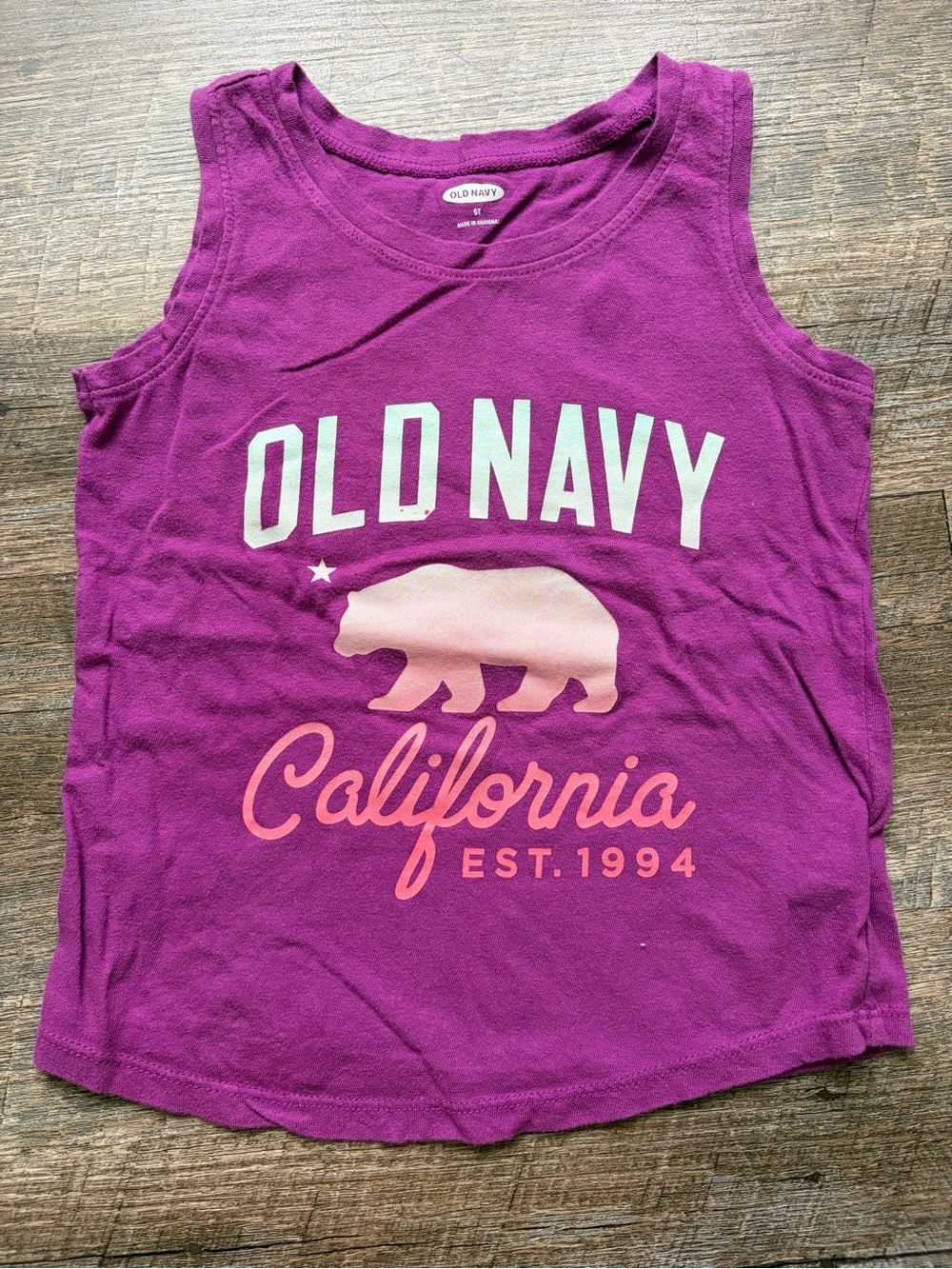 Old Navy Purple Tank Top with Pink California Bear Graphic